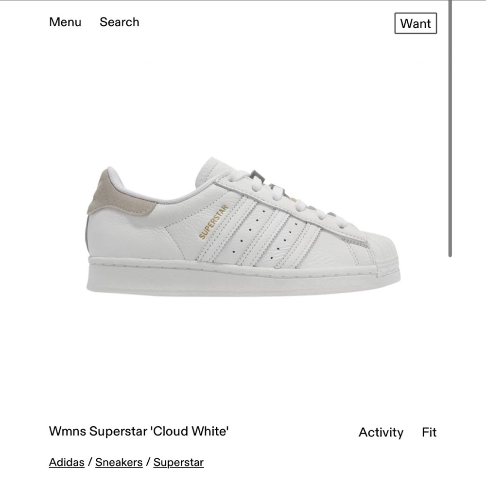 Women’s Adidas Superstars in “Cloud White” Size 8.5